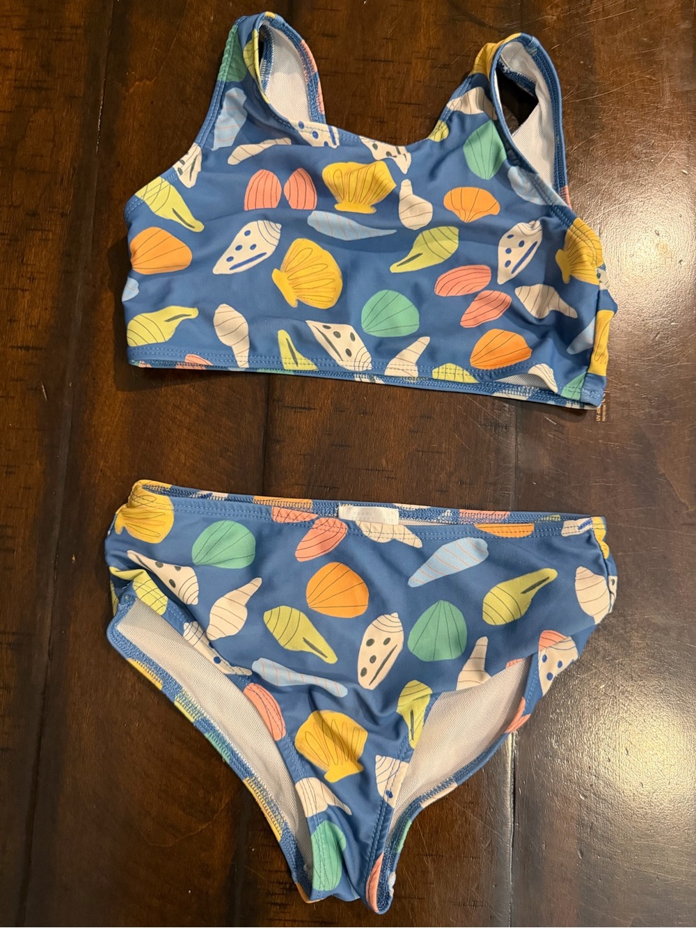 Pearl Street Swim Blue Seashell Two-Piece Swim Set size 9/10